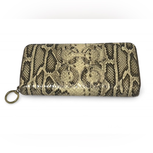 Rare Coach Embossed Snakeskin Zip Around Large Wallet in C signature - Picture 1 of 11